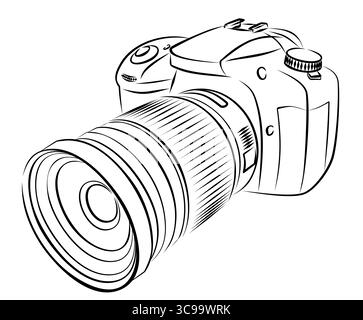 A sketch of the digital camera. Stock Vector