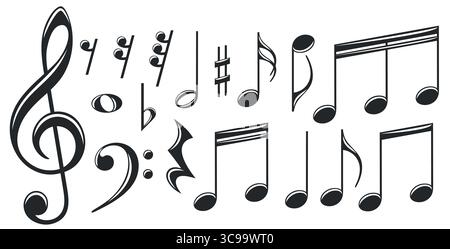 Set of music notes. Stock Vector