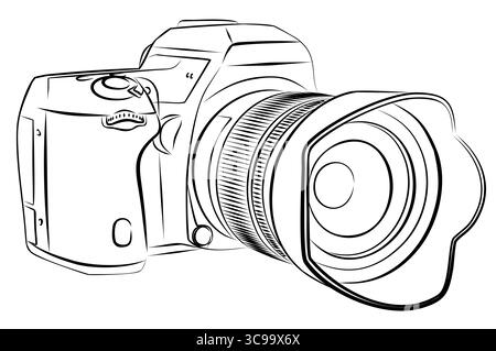 A sketch of the digital camera. Stock Vector