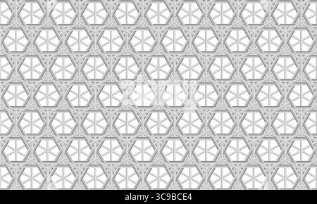 weave woven bamboo panel with hexagon pattern, seamless pattern texture. vector illustration isolated on white background. Stock Vector