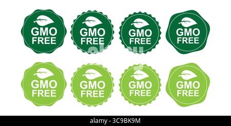 GMO Free Badges for Healthy Organic Food Certification Stock Vector