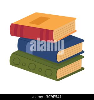 A stack of books with colorful covers. Vector illustration isolated on a white background. Flat style design. Stock Vector