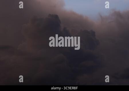 Dramatic dark storm clouds before thunder storm, Thailand Stock Photo
