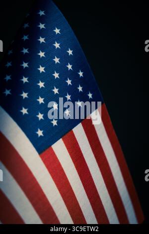 American flag on dark background. Close up Stock Photo