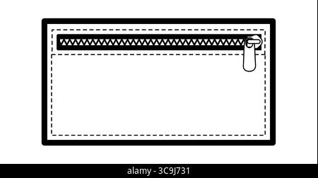 Pocket with Zipper technical fashion illustration. Flat apparel template front view. Women, men unisex style item CAD mockup isolated on white background Stock Vector