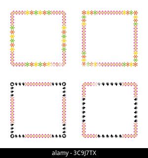 Frame border icon. Ornate floral symbol. Red outline design. Vector frame illustration. Stock Vector