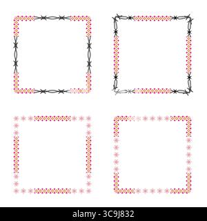 Frame border icon. Dotted pink symbol. Delicate outline design. Vector frame illustration. Stock Vector