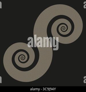 Abstract spiral patterns. Geometric swirl forms. Optical art Vector. Modern decorative elements. Stock Vector