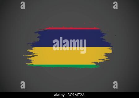 Mauritius Flag with Artistic Brushstroke Effect. Stock Vector