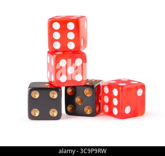 Stack of game dices on white background Stock Photo