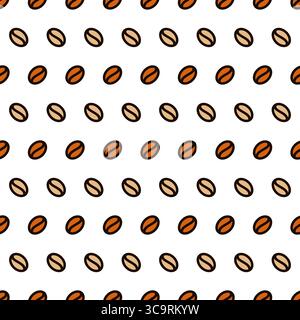 Brown coffee beans isolated on white background. Seamless Pattern Vector Stock Vector