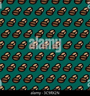 Coffee seamless pattern. Repeating coffee bean patterns. Repeated beans. Seed for cafe. Espresso background. Geometric coffe texture. Stock Vector