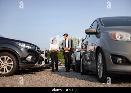 Car Dealer Shows New Vehicle Stock Photo