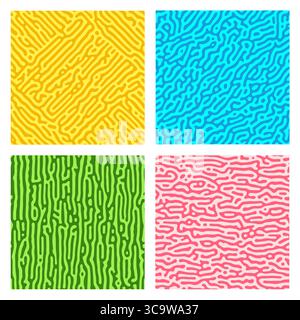 Bright stripes, seamless Turing pattern set  Stock Vector