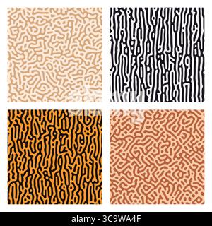 Animal print seamless Turing pattern set  Stock Vector