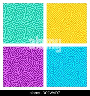 Vibrant colors seamless Turing pattern set. Hand drawn vector illustration Stock Vector