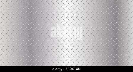 Metallic silver steel sheet industrial diamondplate flooring texture.Diamond plate steel sheet metallic silver shiny surface background. Industrial-themed graphics. Vector illustration Stock Vector