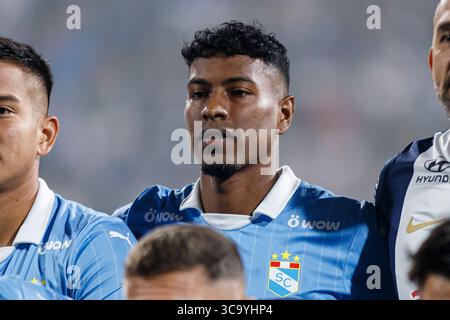 Lima, Peru - August 5: Miguel Araujo of Sporting Cristal (L) hugs