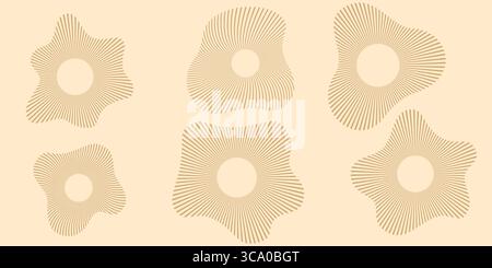 Collection of circular soundwave icons with ripple effect and broken lines. Radar, speaker, volume, and audio technology symbols for music Stock Vector