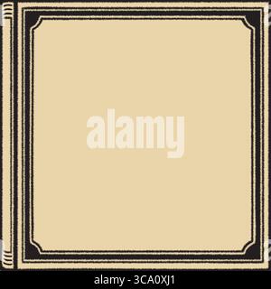 A distressed vintage square border illustration with decorative corner flourishes on a beige background. Stock Vector