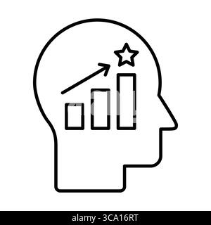 Head with success graph line icon. Personal Growth and Success Mindset. Growth chart and star symbolizing self-improvement, personal development. Stock Vector