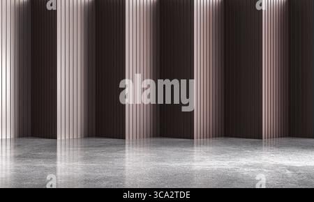 empty modern room with wooden panels  3d Stock Photo