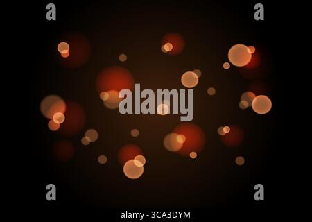 Defocused glowing orange bokeh lights floating on a dark background, Perfect for festive, romantic or elegant design themes, vector illustration Stock Vector