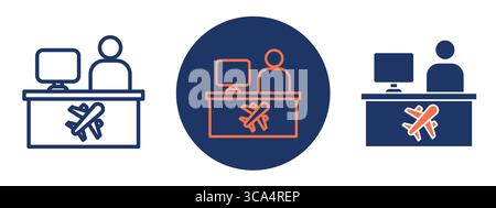 Travel agent icon representing trip planning and tourism services. Stock Vector