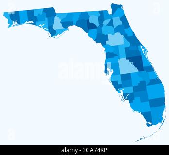 Miami administrative map isolated on gray background Stock Vector Image ...