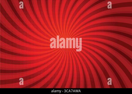 Retro Comic Book Spiral Background – Pop Art Halftone Burst with Green Rays, Abstract Sunray Swirl Pattern Stock Vector
