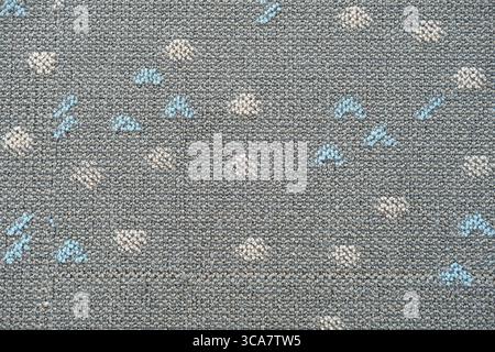 Floor carpet fabric texture with gray, blue and white patterns. Interior design. Flooring material. Stock Photo
