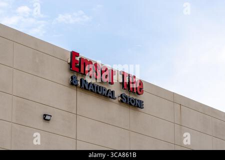 Emser tile and Natural Stone sign on the building. Colorado, USA. Stock Photo