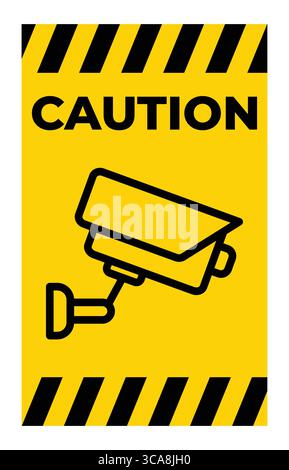 A caution sign featuring a security camera icon designed to promote safety awareness in public spaces. Ideal for use in various environments to inform Stock Vector
