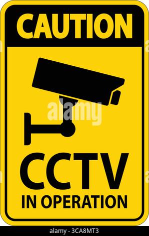 This image features a caution sign that alerts individuals to the presence of CCTV cameras in operation. Ideal for security-related projects. Stock Vector