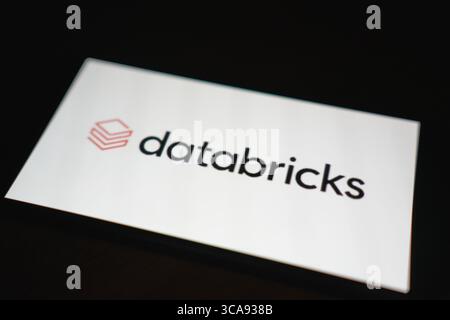 Roosendaal, The Netherlands - August 06, 2025: A mobile phone displaying the company logo of Databricks. Stock Photo