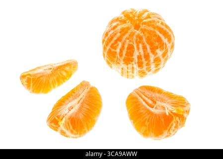 Orange tangerines mandarin pieces isolated on white background Stock Photo