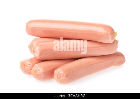 Group of sausages isolated on white background. Stock Photo