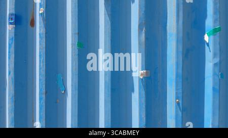 Abstract View of Blue Metal Wall Background Stock Photo
