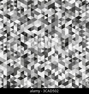 Triangle tessellation pattern. Geometric mosaic background. Grayscale polygon illustration. Vector flat texture. Stock Vector