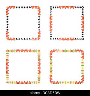Barbed wire frame. Decorative edge outline. Sharp motif square. Stock Vector