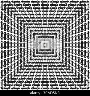 Geometric radial pattern. Abstract optical illusion. Concentric Vector lines. Modern tunnel effect. Stock Vector