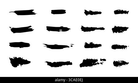 Brushes and elements for notes highlighting text. Vector illustration. Stock Vector
