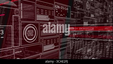 Displaying encryption interface in cyber space, with code blocks and FileENCRYPTION banner Stock Photo