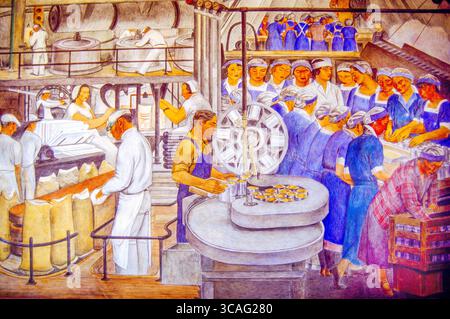 November 17, 2010: A food industry fresco entitled ''Industries of California'' by Ralph Stackpole in the Social Realism style is part of the 1934 mural project in the lobby of Coit Tower in San Francisco. (Credit Image: © Spencer Grant/ZUMA Press Wire) Stock Photo