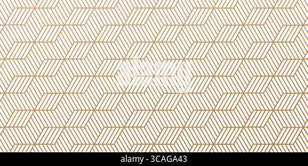 abstract geometric pattern with stripes, lines woven basket weave pattern texture golden colors isolated white backgrounds for knitted textile Stock Vector
