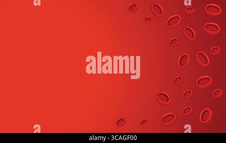 Stylized red blood cells float across a smooth red gradient background in a flat vector illustration with ample copy space and clean composition Stock Vector