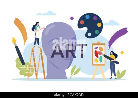 Art class in school with art elements. Art school subject. Vector illustration Stock Vector