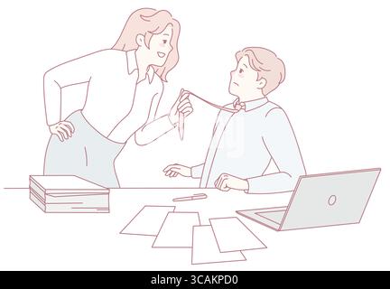 A dramatic office scene that vividly showcases the growing tension between coworkers amidst a heated disagreement Stock Vector