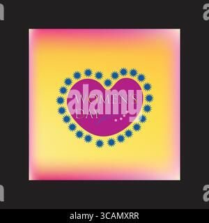Pink heart with women s day message on a yellow and pink gradient background Stock Vector