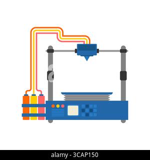 Minimalist vector illustration of a 3D printer. Represents modern technology, digital manufacturing, prototyping, and innovation in various industries Stock Vector